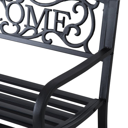 Outsunny 126Lx60Wx85H cm Steel Bench-Black 6