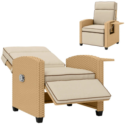 Outsunny 145&deg; Reclining Rattan Armchair, with Footrest