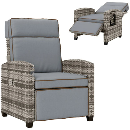 Outsunny 145&deg; Reclining Rattan Armchair, with Footrest