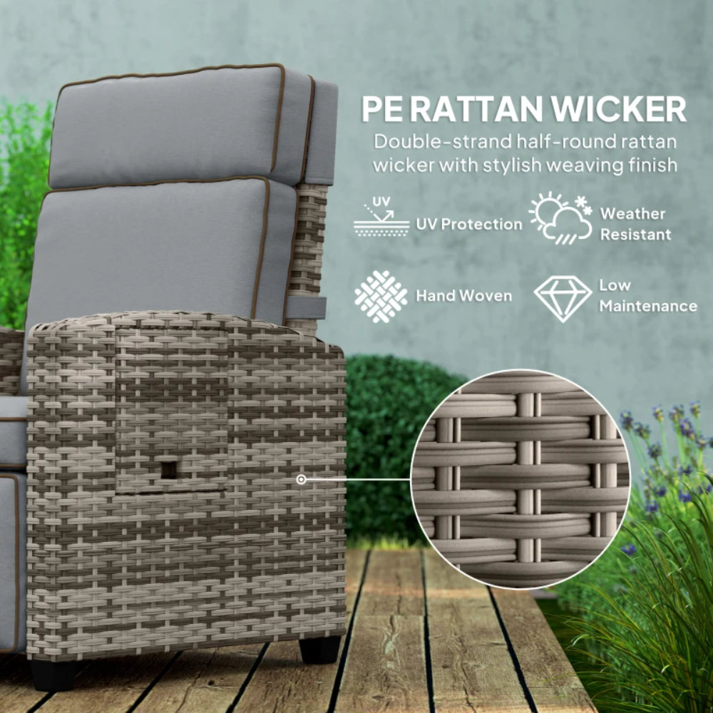 Outsunny 145&deg; Reclining Rattan Armchair, with Footrest