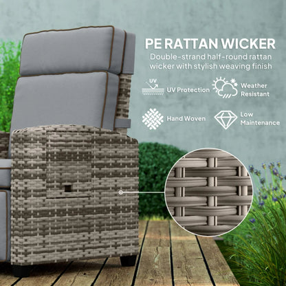 Outsunny 145&deg; Reclining Rattan Armchair, with Footrest