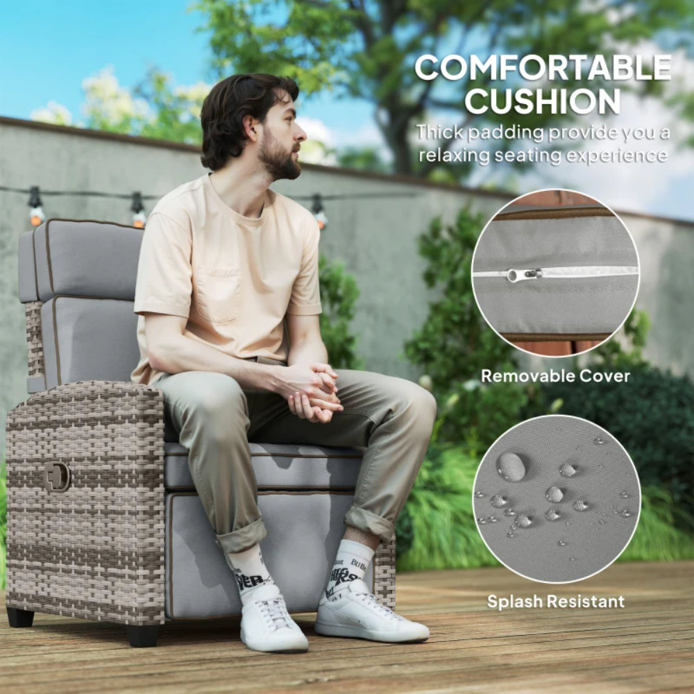 Outsunny 145&deg; Reclining Rattan Armchair, with Footrest