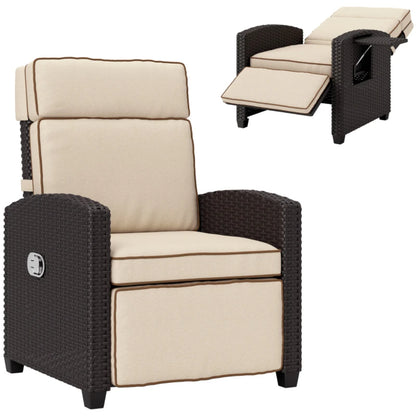 Outsunny 145&deg; Reclining Rattan Armchair, with Footrest