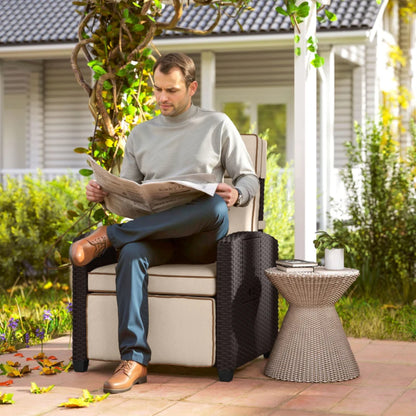 Outsunny 145&deg; Reclining Rattan Armchair, with Footrest
