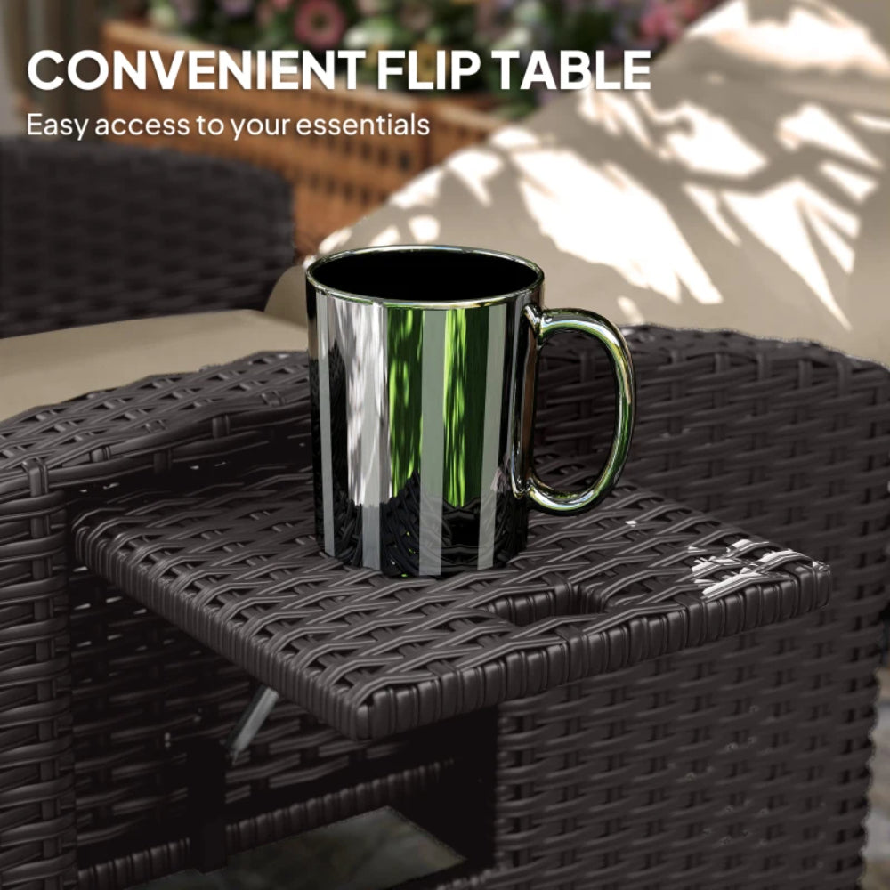 Outsunny 145&deg; Reclining Rattan Armchair, with Footrest