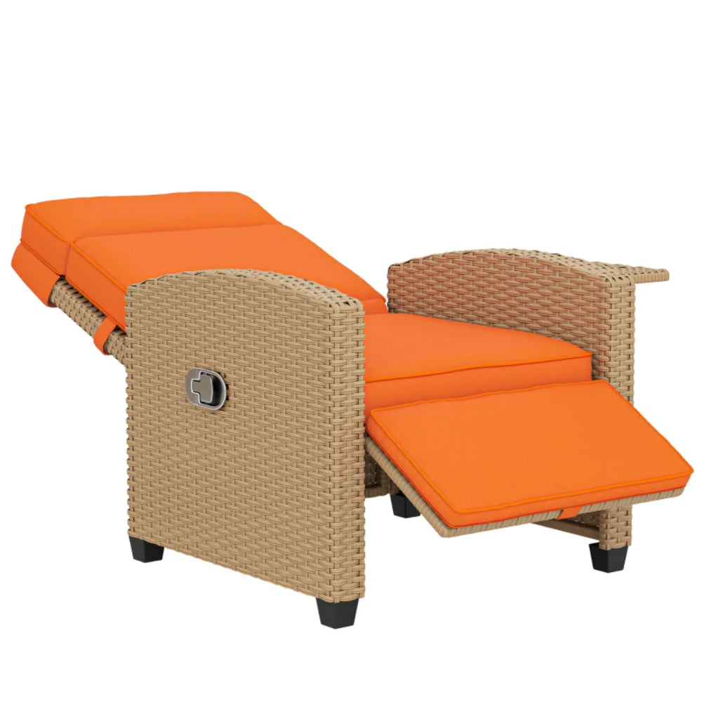 Outsunny 145&deg; Reclining Rattan Armchair, with Footrest
