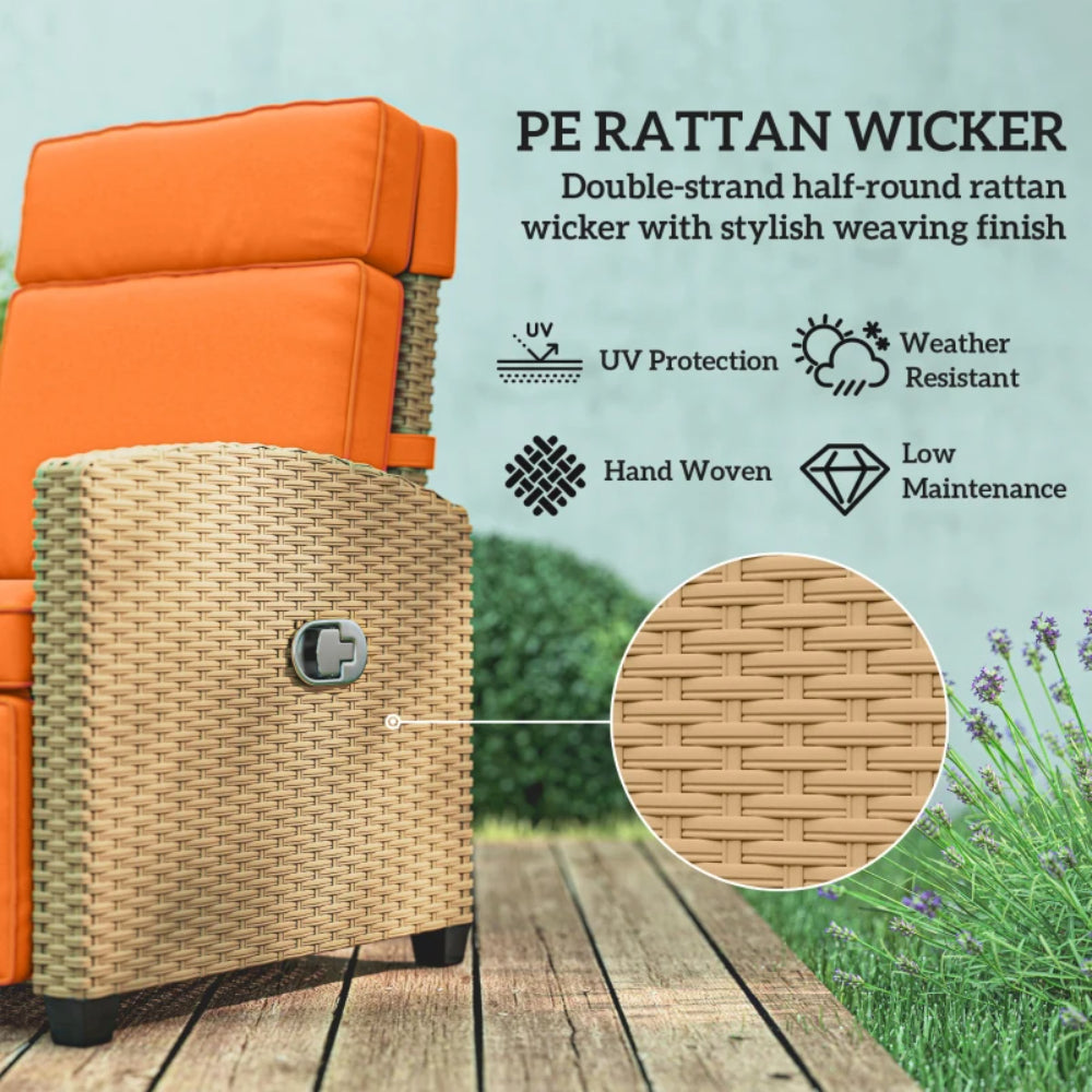 Outsunny 145&deg; Reclining Rattan Armchair, with Footrest
