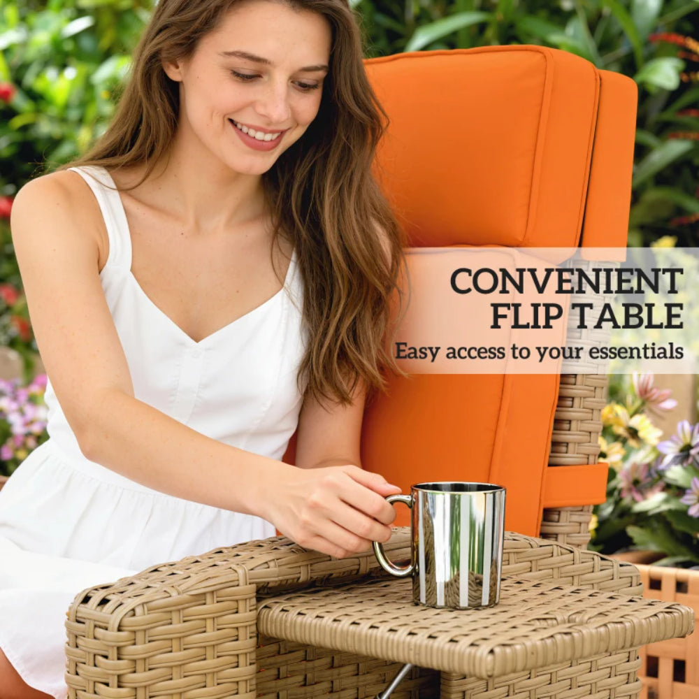 Outsunny 145&deg; Reclining Rattan Armchair, with Footrest