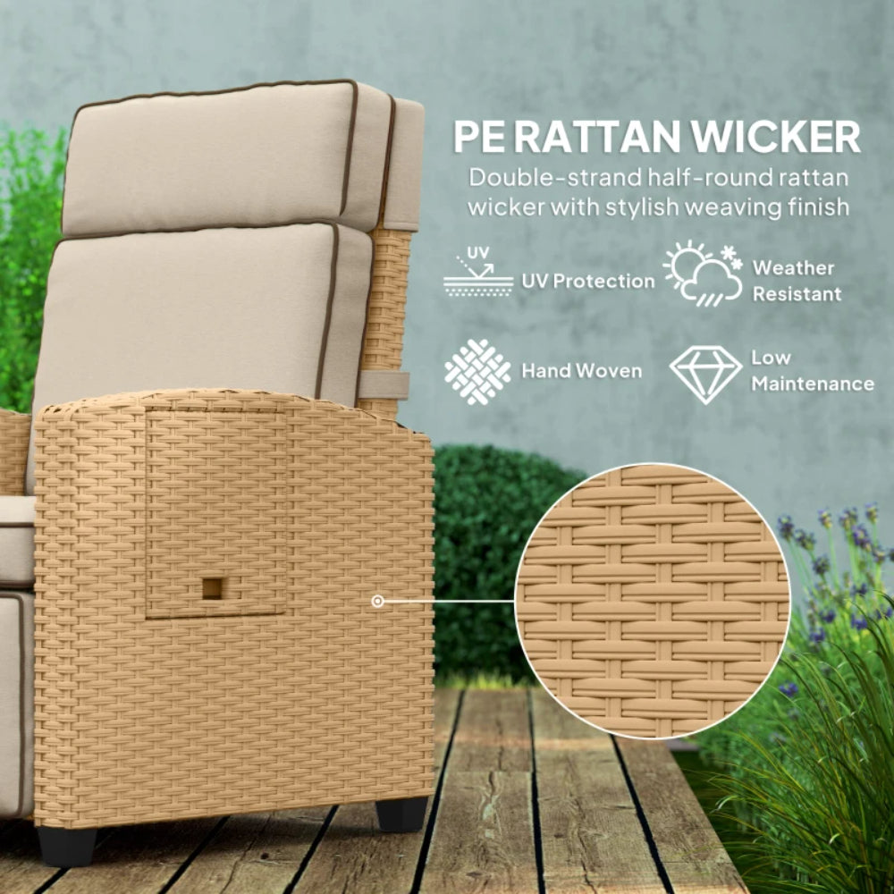 Outsunny 145&deg; Reclining Rattan Armchair, with Footrest