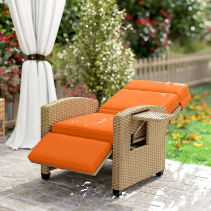 Outsunny 145&deg; Reclining Rattan Armchair, with Footrest