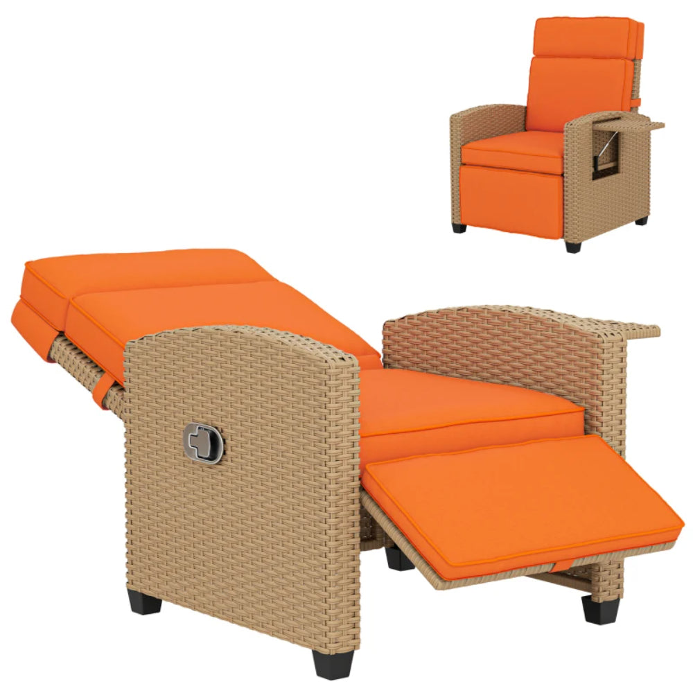 Outsunny 145&deg; Reclining Rattan Armchair, with Footrest