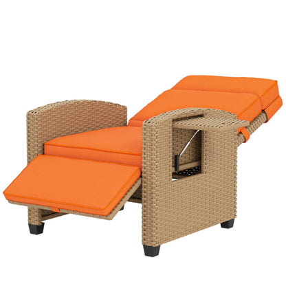 Outsunny 145&deg; Reclining Rattan Armchair, with Footrest