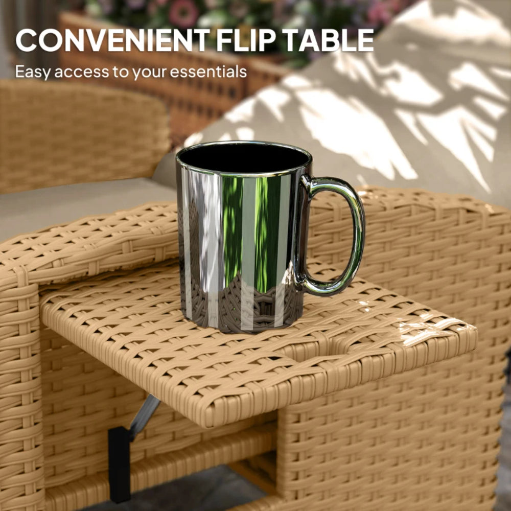 Outsunny 145&deg; Reclining Rattan Armchair, with Footrest