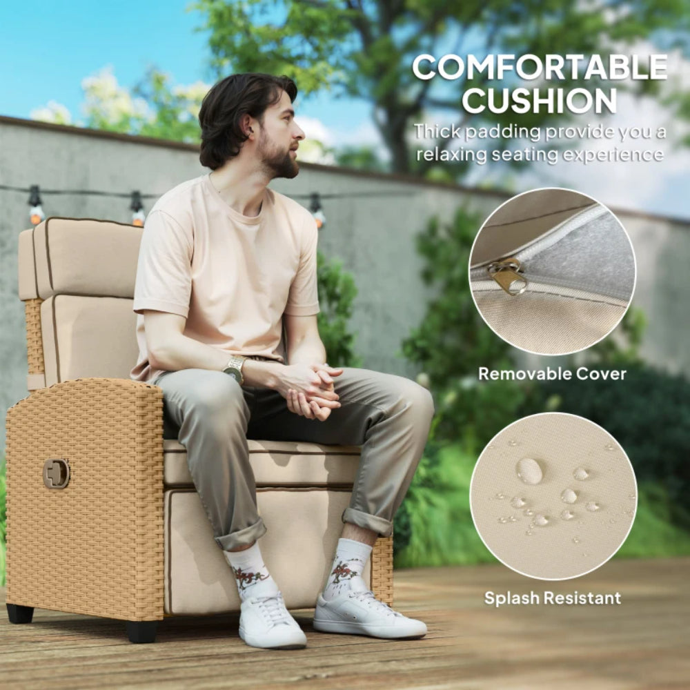 Outsunny 145&deg; Reclining Rattan Armchair, with Footrest