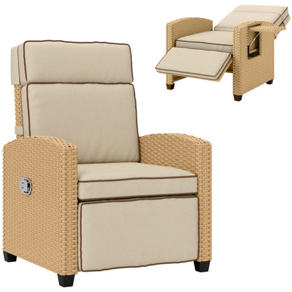 Outsunny 145&deg; Reclining Rattan Armchair, with Footrest