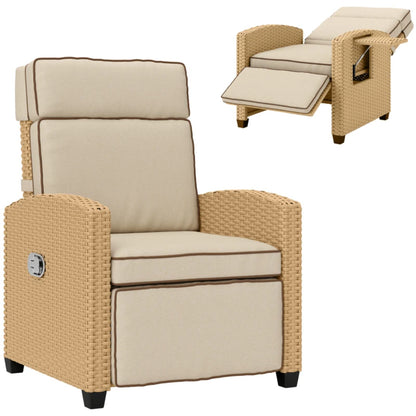 Outsunny 145&deg; Reclining Rattan Armchair, with Footrest