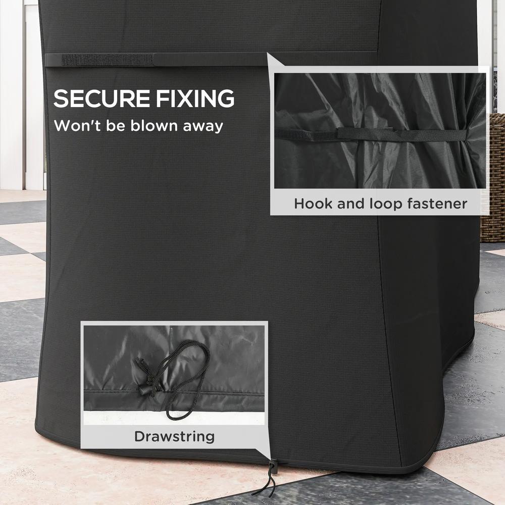 Outsunny 147 x 61cm Plastic Coated Protective Grill Cover - Black 4