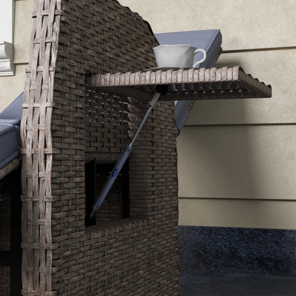 Outsunny 148&deg; Reclining Rattan Garden Armchair, with Footrest - Brown/Grey