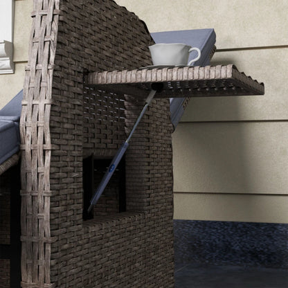 Outsunny 148&deg; Reclining Rattan Garden Armchair, with Footrest - Brown/Grey