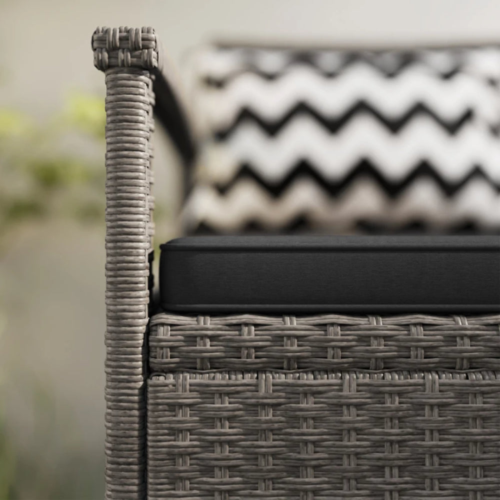 Outsunny 160L Storage Two-Seater Rattan Bench - Grey