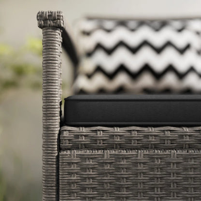 Outsunny 160L Storage Two-Seater Rattan Bench - Grey