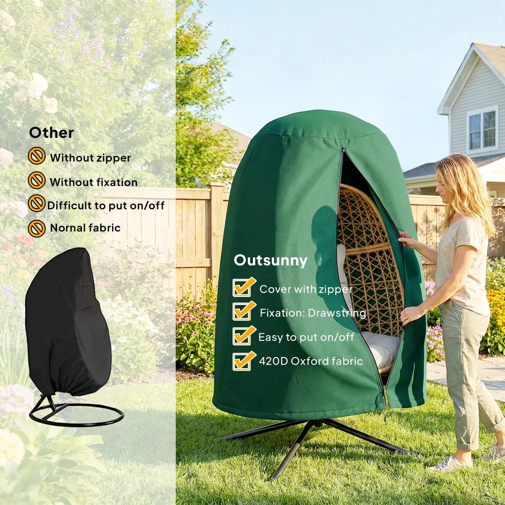 Outsunny 190 x &phi;128cm Hanging Egg Chair Furniture Cover 15