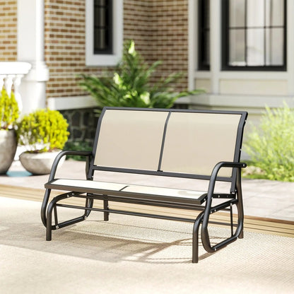 Outsunny 2-Person Outdoor Glider Bench Patio Double Swing Gliding Chair Loveseat w/Power Coated Steel Frame for Garden Patio Porch, Cream 8