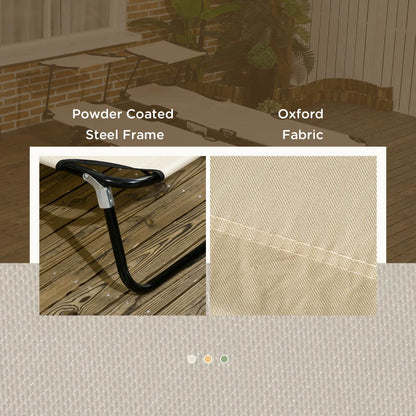Outsunny 2 Piece Folding Sun Loungers with Canopy, Adjustable Recliner Garden Chairs with Side Pocket, Steel Frame and Breathable Mesh for Outdoor, Pool, Beach, Garden, Tan Brown 6