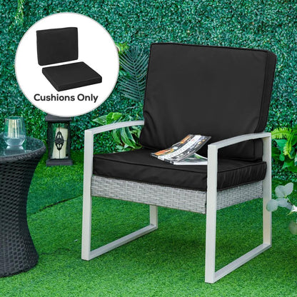 Outsunny 2 Piece Garden Chair Cushions with 1 Seat Cushion 1 Back Pad for Rattan Sofa Chair, Outdoor Seat Pads for Indoor and Outdoor Use, Black 1