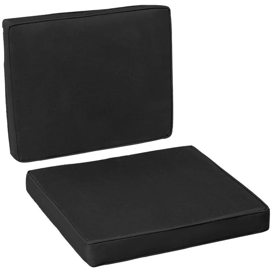 Outsunny 2 Piece Garden Chair Cushions with 1 Seat Cushion 1 Back Pad for Rattan Sofa Chair, Outdoor Seat Pads for Indoor and Outdoor Use, Black 
