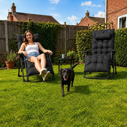Outsunny 2 Piece Reclining Zero Gravity Sun Loungers with Cushions 1