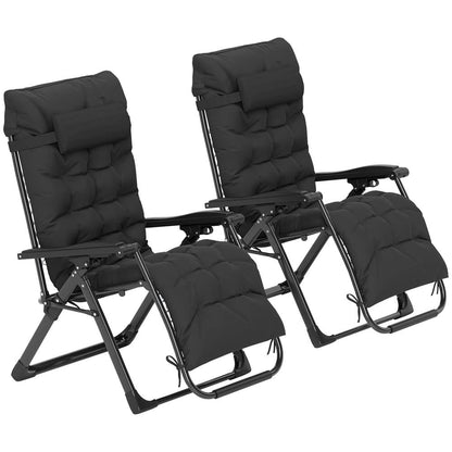 Outsunny 2 Piece Reclining Zero Gravity Sun Loungers with Cushions 11