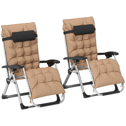 Outsunny 2 Piece Reclining Zero Gravity Sun Loungers with Cushions 12