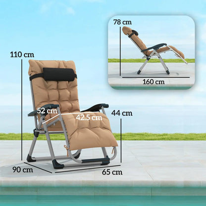 Outsunny 2 Piece Reclining Zero Gravity Sun Loungers with Cushions 14