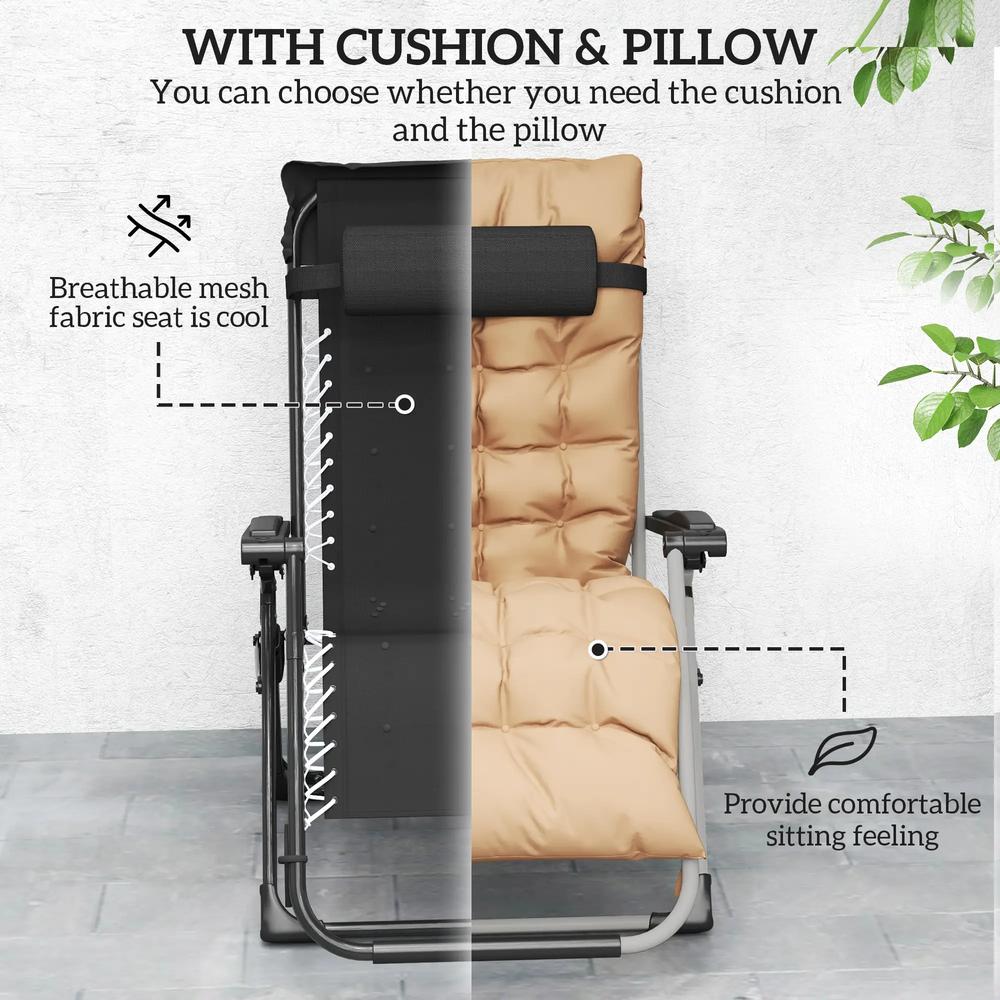 Outsunny 2 Piece Reclining Zero Gravity Sun Loungers with Cushions 17