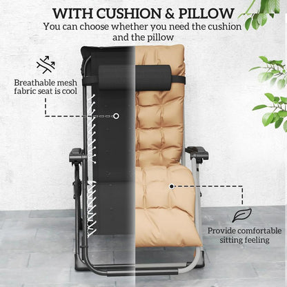Outsunny 2 Piece Reclining Zero Gravity Sun Loungers with Cushions 17