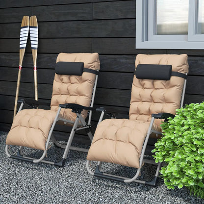 Outsunny 2 Piece Reclining Zero Gravity Sun Loungers with Cushions 19