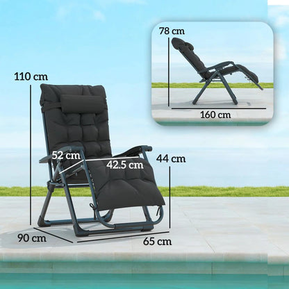 Outsunny 2 Piece Reclining Zero Gravity Sun Loungers with Cushions 3