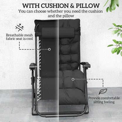 Outsunny 2 Piece Reclining Zero Gravity Sun Loungers with Cushions 6
