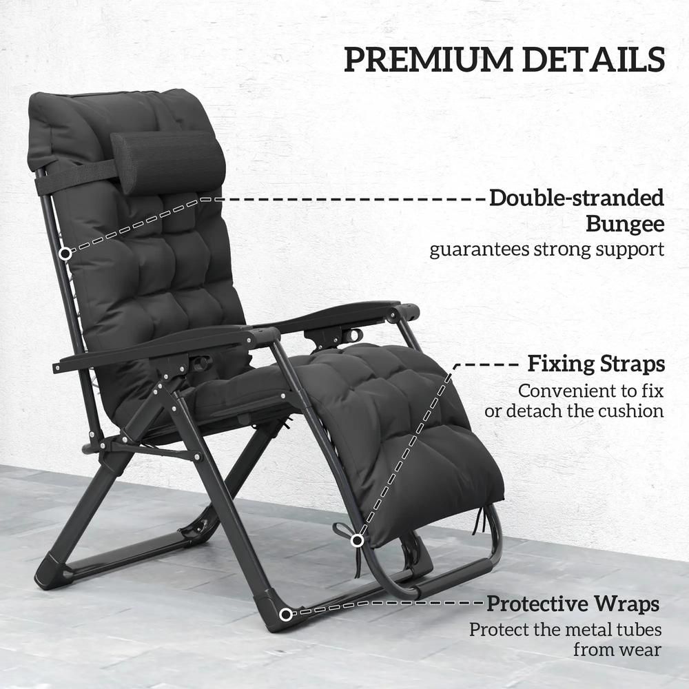 Outsunny 2 Piece Reclining Zero Gravity Sun Loungers with Cushions 7