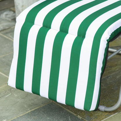 Outsunny 2 Pieces Outdoor Sun Lounger Set with Cushions, Patio Folding 5-Level Adjustable Backrest Recliner Chairs Set of 2 with High Backrest and Armrests, Green & White 8