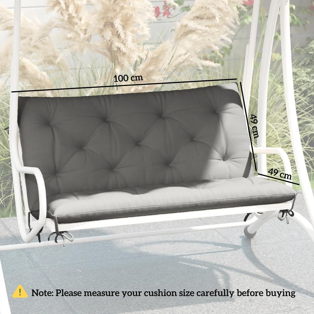 Outsunny 2 Seater Bench Pad, Garden Chair Cushion with Back and Ties for Indoor and Outdoor Use, 98 x 100 cm 13