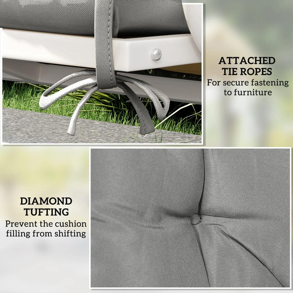Outsunny 2 Seater Bench Pad, Garden Chair Cushion with Back and Ties for Indoor and Outdoor Use, 98 x 100 cm 16