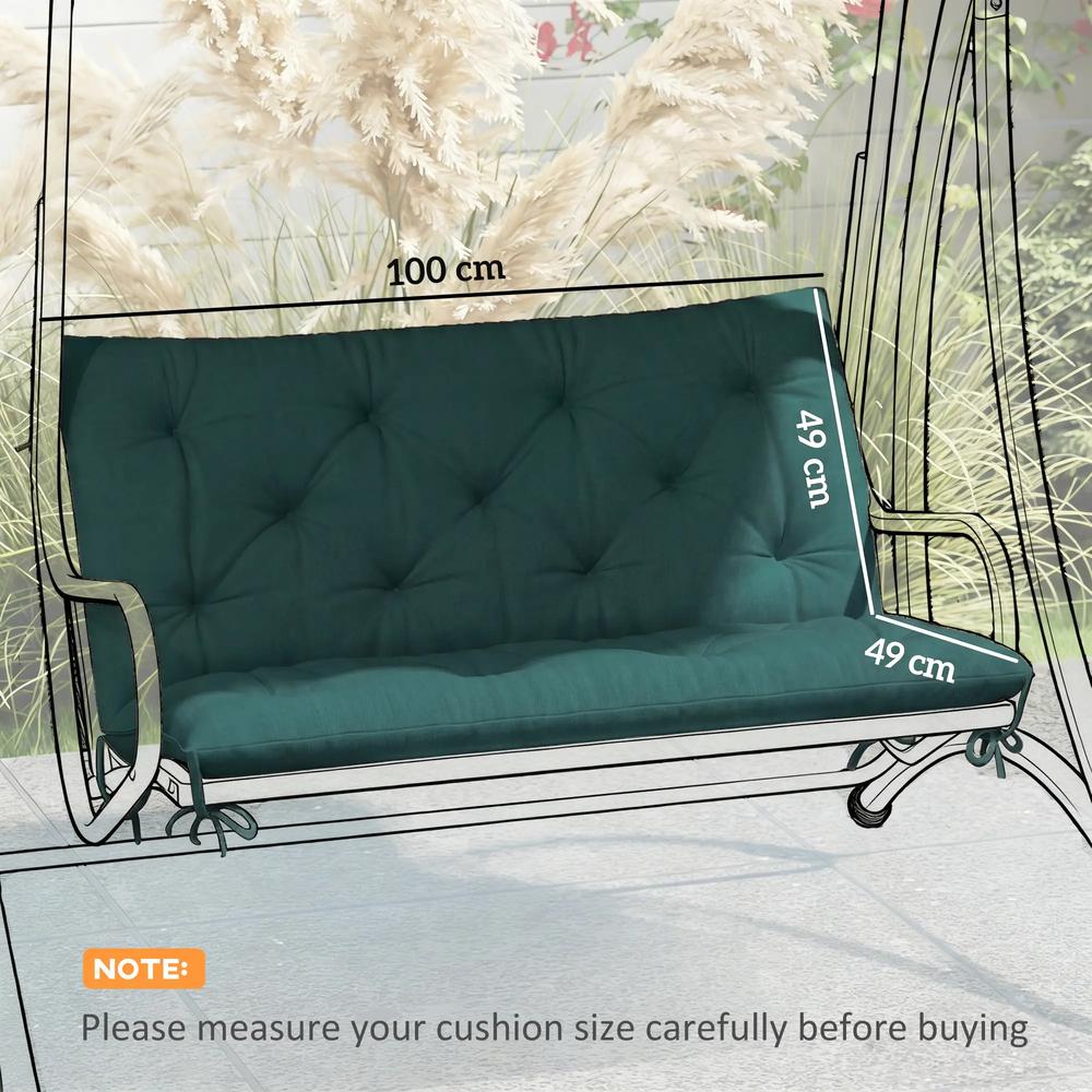 Outsunny 2 Seater Bench Pad, Garden Chair Cushion with Back and Ties for Indoor and Outdoor Use, 98 x 100 cm 2