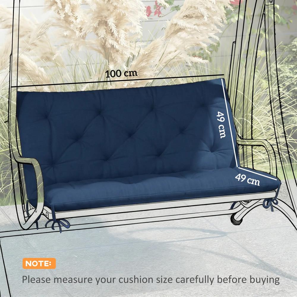 Outsunny 2 Seater Bench Pad, Garden Chair Cushion with Back and Ties for Indoor and Outdoor Use, 98 x 100 cm 24