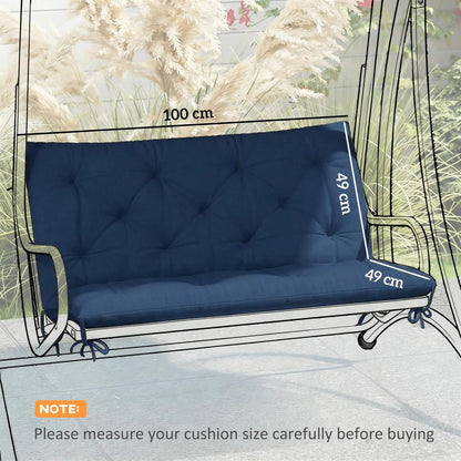 Outsunny 2 Seater Bench Pad, Garden Chair Cushion with Back and Ties for Indoor and Outdoor Use, 98 x 100 cm 24