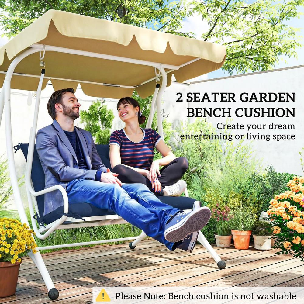Outsunny 2 Seater Bench Pad, Garden Chair Cushion with Back and Ties for Indoor and Outdoor Use, 98 x 100 cm 28