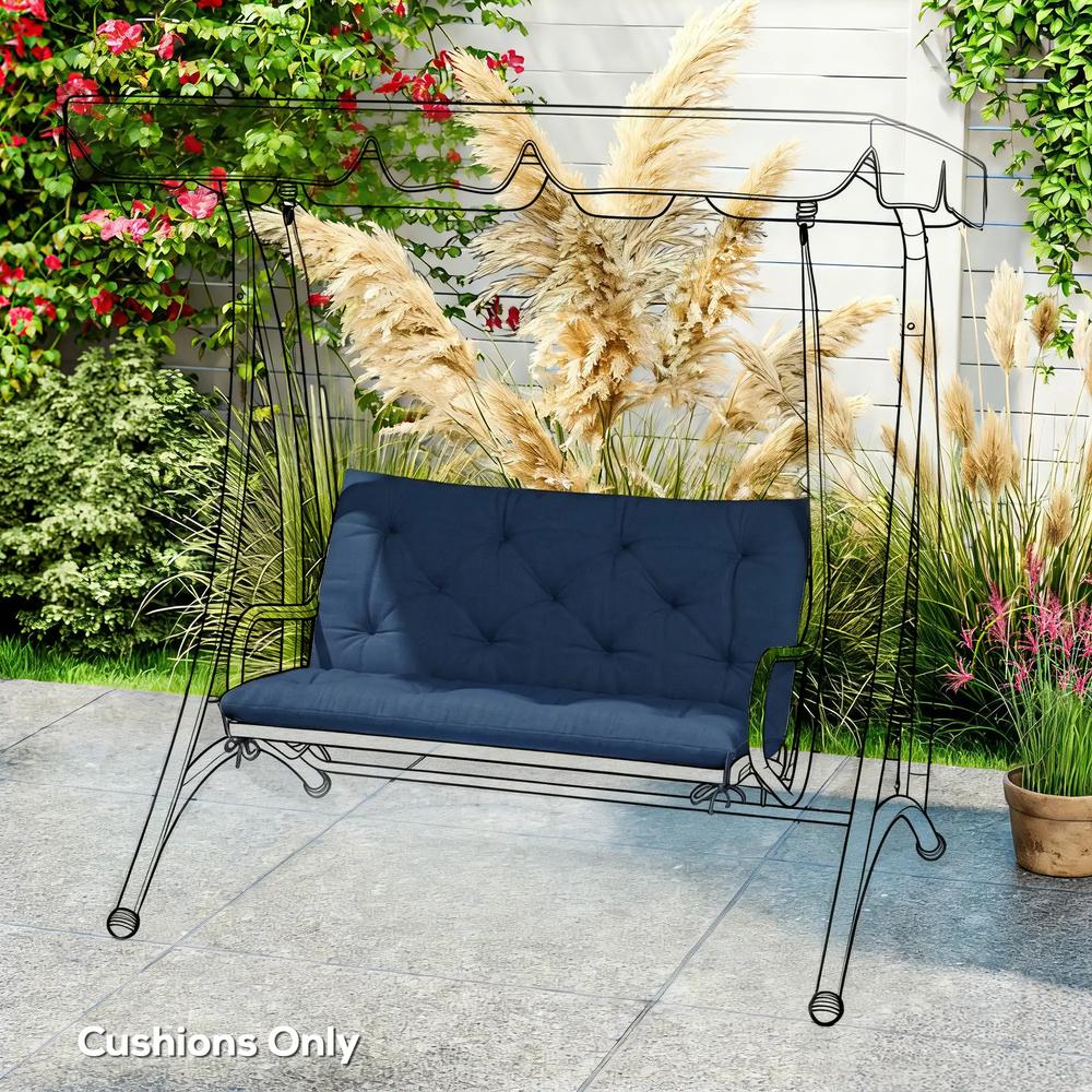 Outsunny 2 Seater Bench Pad, Garden Chair Cushion with Back and Ties for Indoor and Outdoor Use, 98 x 100 cm 29