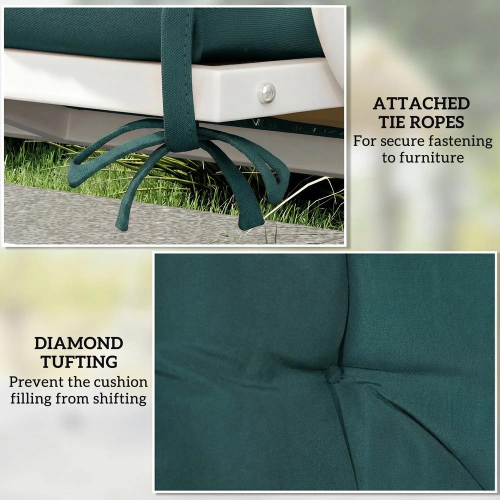 Outsunny 2 Seater Bench Pad, Garden Chair Cushion with Back and Ties for Indoor and Outdoor Use, 98 x 100 cm 5
