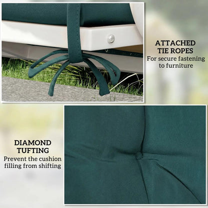 Outsunny 2 Seater Bench Pad, Garden Chair Cushion with Back and Ties for Indoor and Outdoor Use, 98 x 100 cm 5